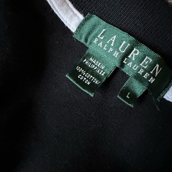 Lauren Ralph Lauren Womens Size Large Black Embroidered Logo Cardigan - Picture 6 of 6
